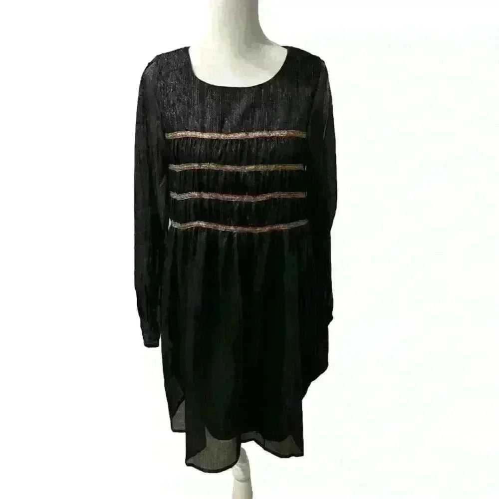Hayden Black Cold Shoulder Sparkly Dress Gold Pleated Accents